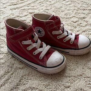 Converse unisex Kids Red High-Top Sneakers size 8